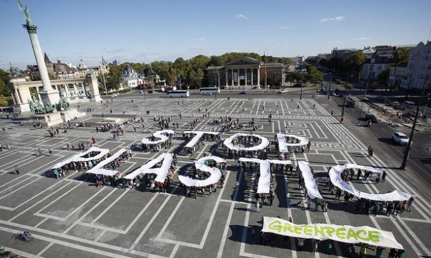 Az eldobható műanyag szatyrok betiltásáért tüntetett a Greenpeace Budapesten